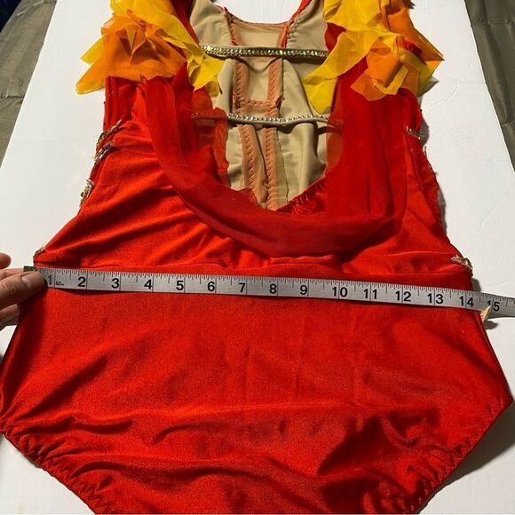 Fire flame Custom Solo lyrical embellished rhinestone Dance Costume LA adult - Picture 13 of 15